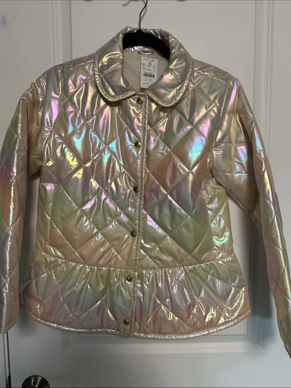 Crewcuts Iridescent Quilted Peplum Jacket - Shimmery Multi